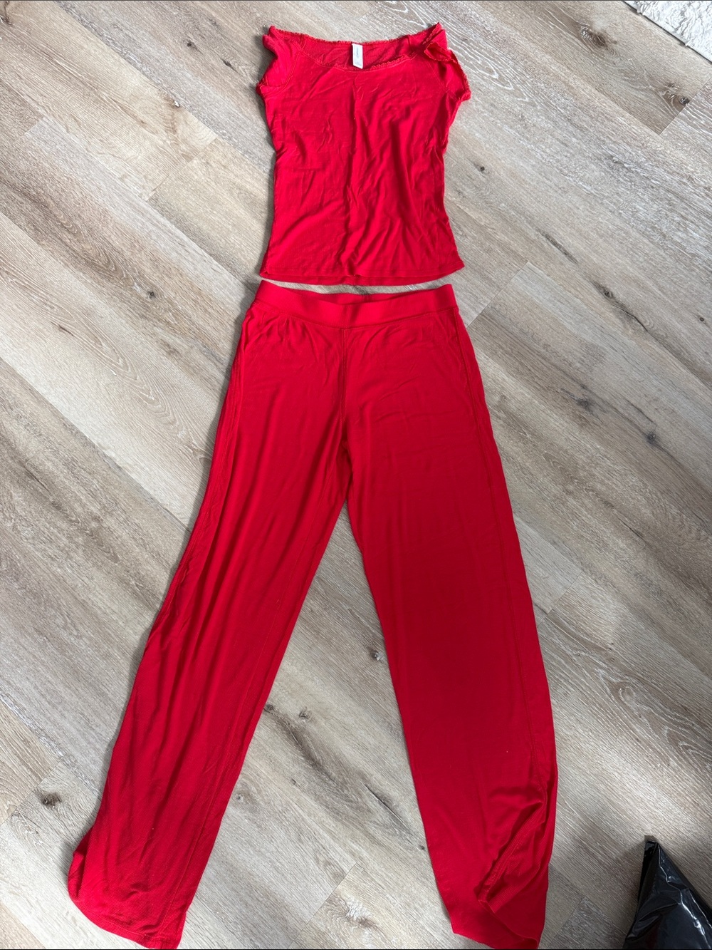 GAP Red Short-Sleeve Top & Full-Length Lounge Pants Set